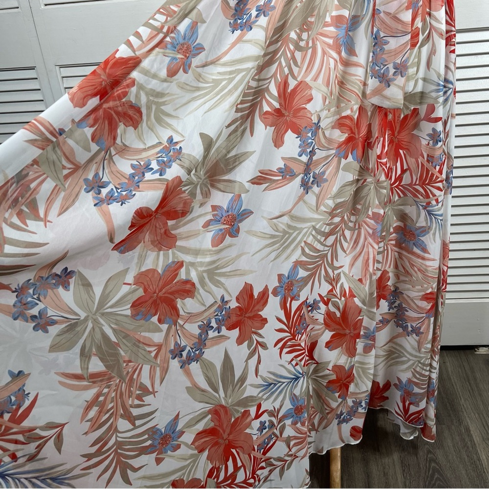 Kate and Lily Floral Maxi Dress Size 6 White Red Tropical Sheer Top - Picture 5 of 15